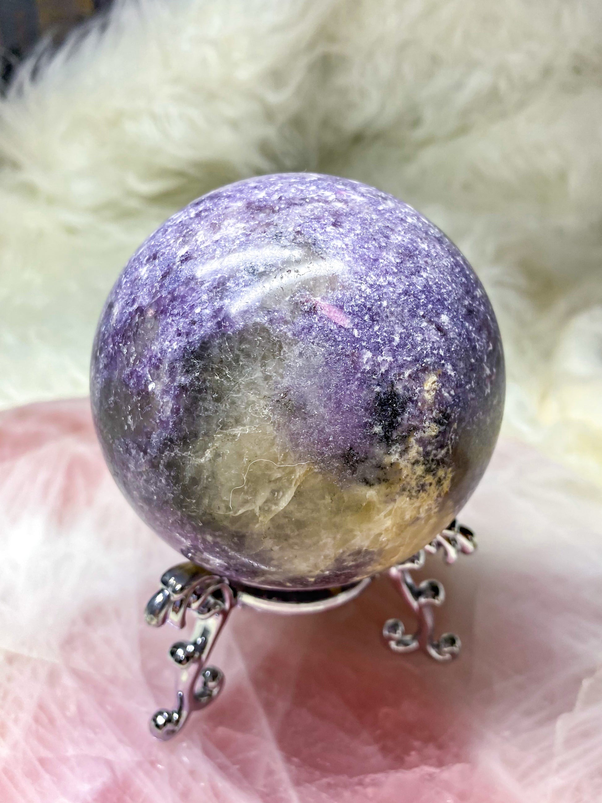 Lepidolite with Quartz Sphere