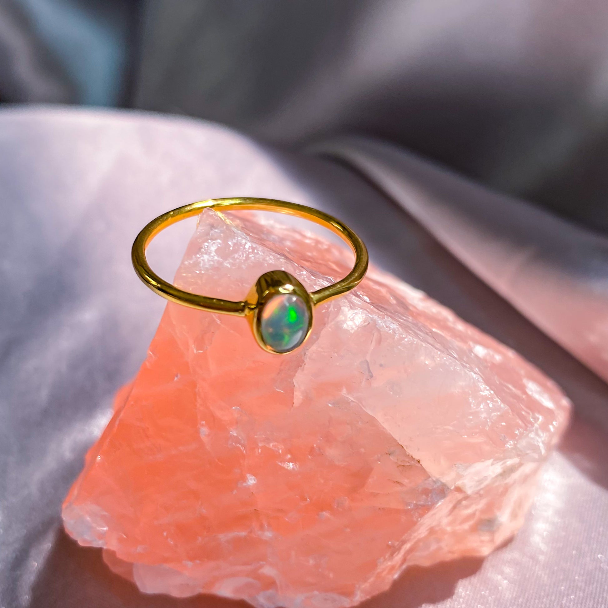 Ethiopian Fire Opal Oval Bezel Ring