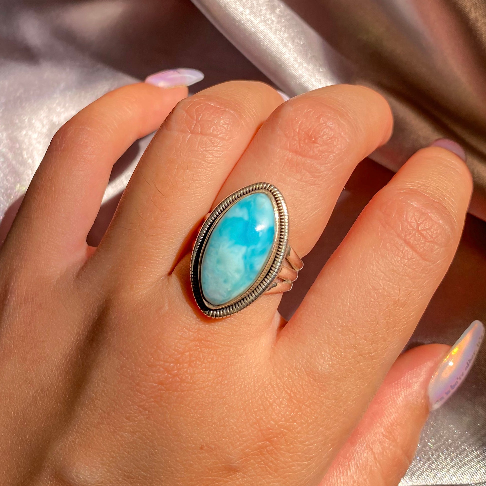 Larimar Marquise Silver Ring LR-01