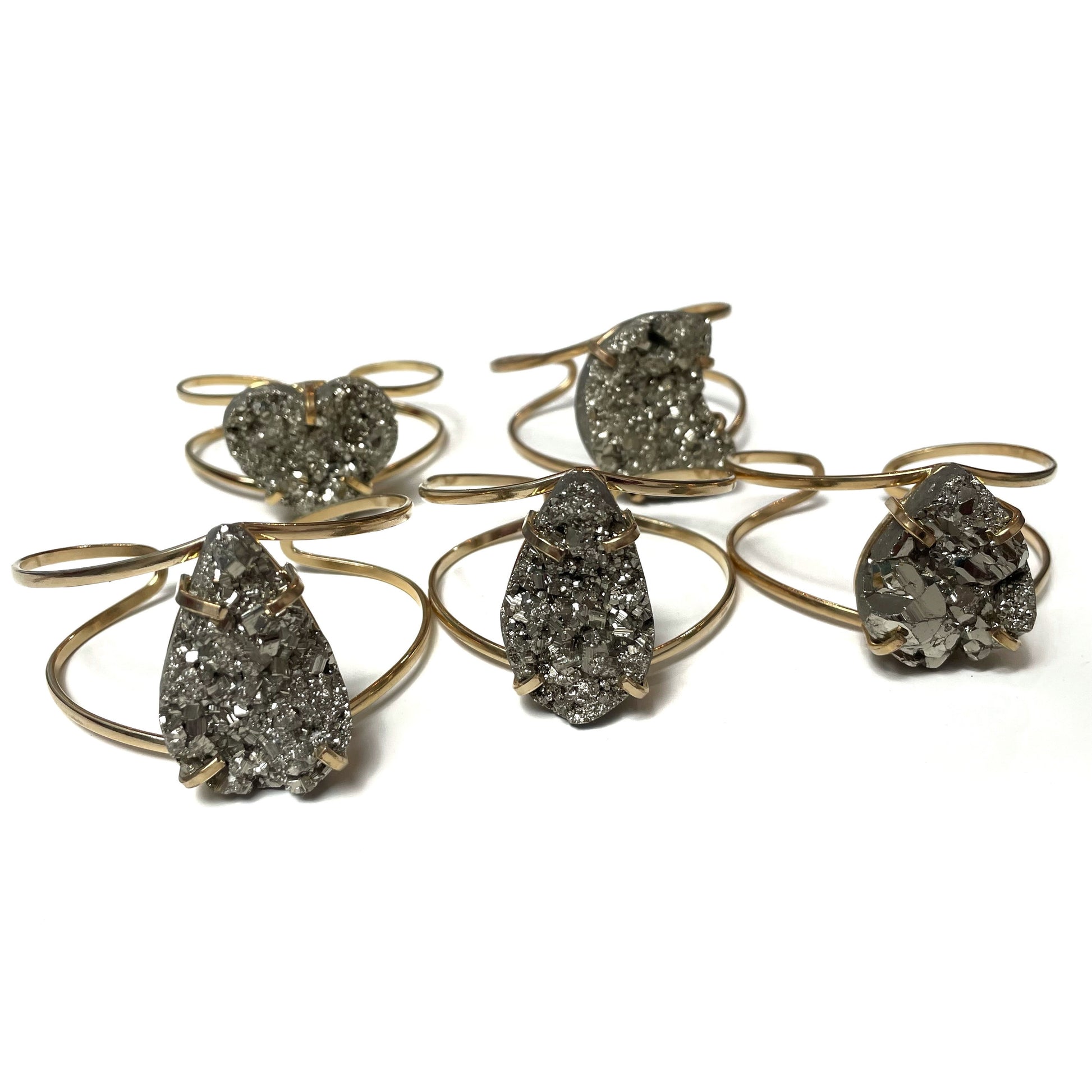 Druzy Pyrite Cuff Gold Bangles
