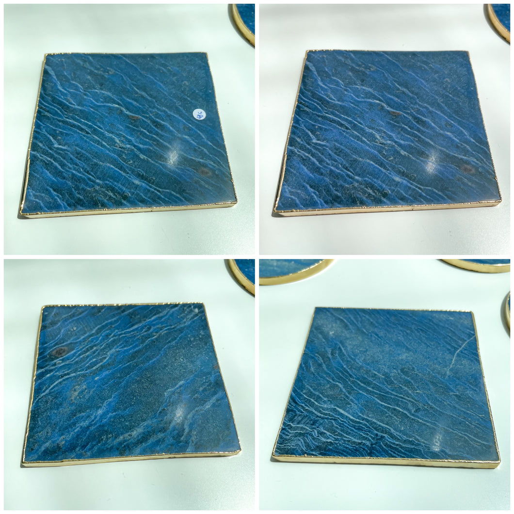 Blue Quartz Large Gold Edged Coasters Platters