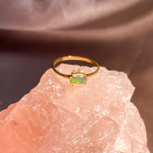 将图片加载到图库查看器，Ethiopian Fire Opal with 3 Zircon Ring with Dainty Gold Band OR-01

