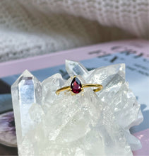 Load image into Gallery viewer, Garnet Gemstone Ring with Dainty Gold Band GR-01
