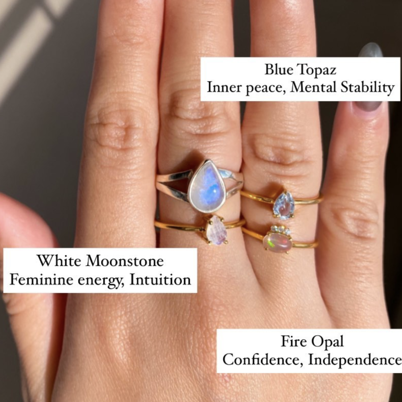 Large Moonstone on Split Band Silver Ring MR-02