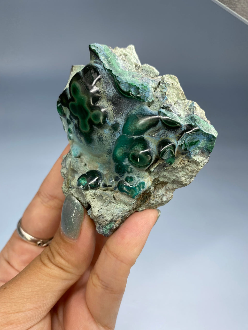 Semi-Polished Chrysocolla on Matrix D