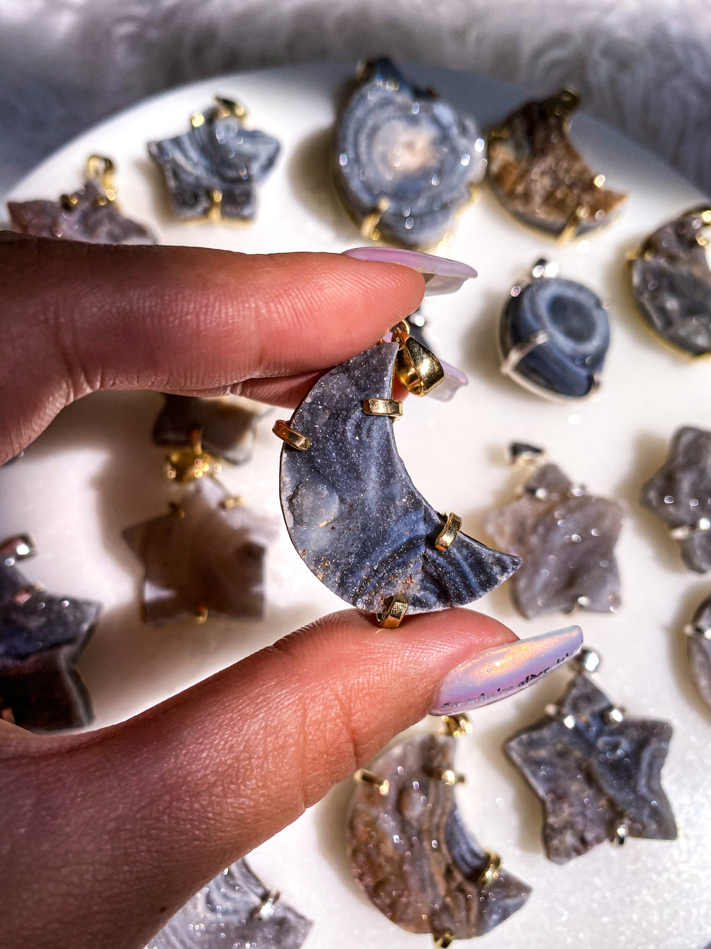Druzy Chalcedony Pendants/Keychains