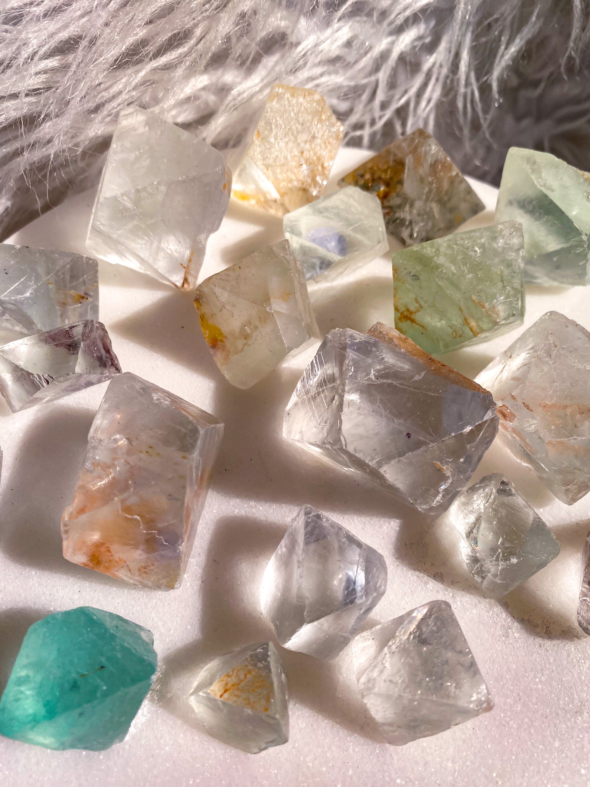 Rare Bipyramidal Octahedron Raw Fluorite