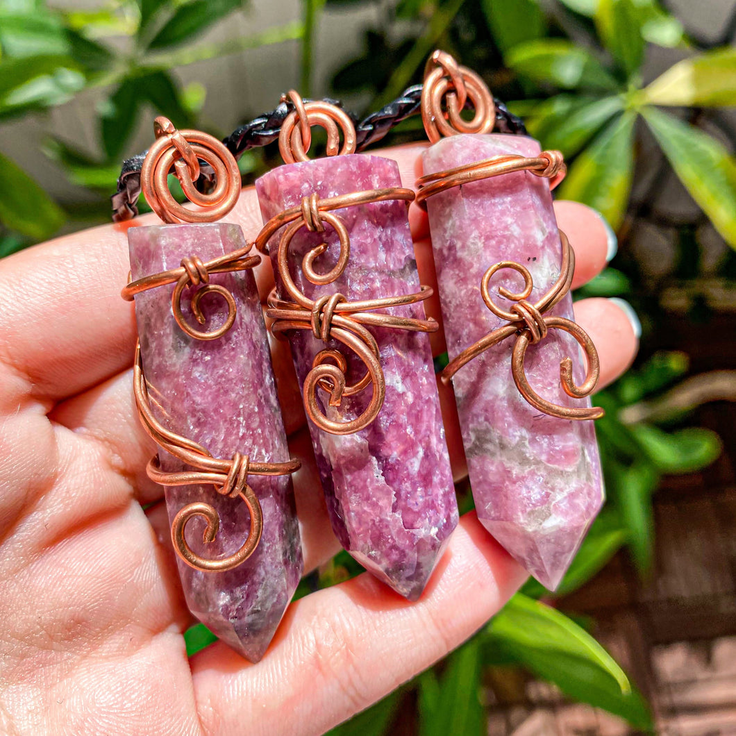 Lepidolite Wire Wrapped Pendants