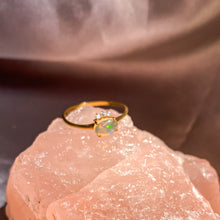 Load image into Gallery viewer, Ethiopian Fire Opal with 3 Zircon Ring with Dainty Gold Band OR-01
