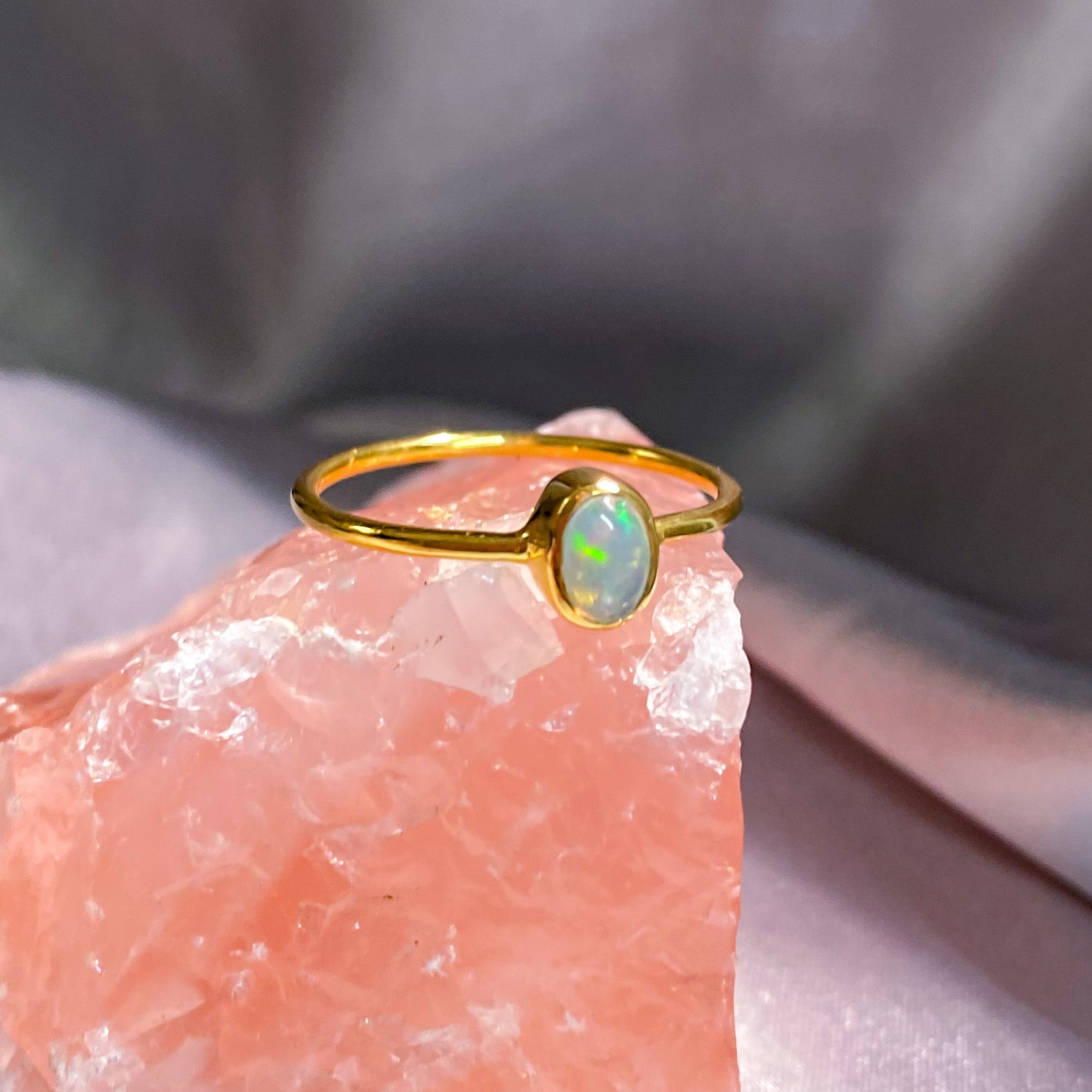 Ethiopian Fire Opal Oval Bezel Ring