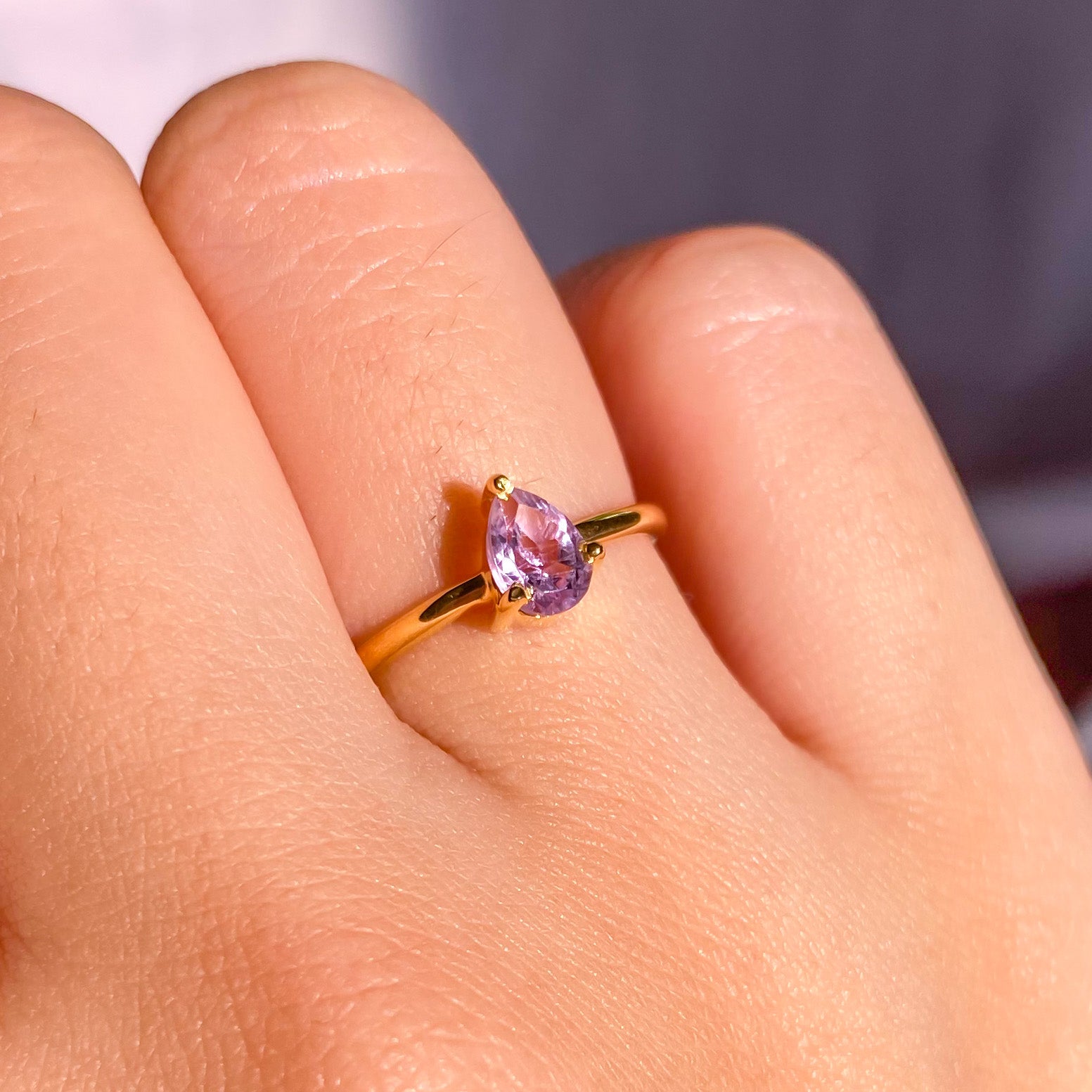 Amethyst Gemstone in Dainty Gold Filled