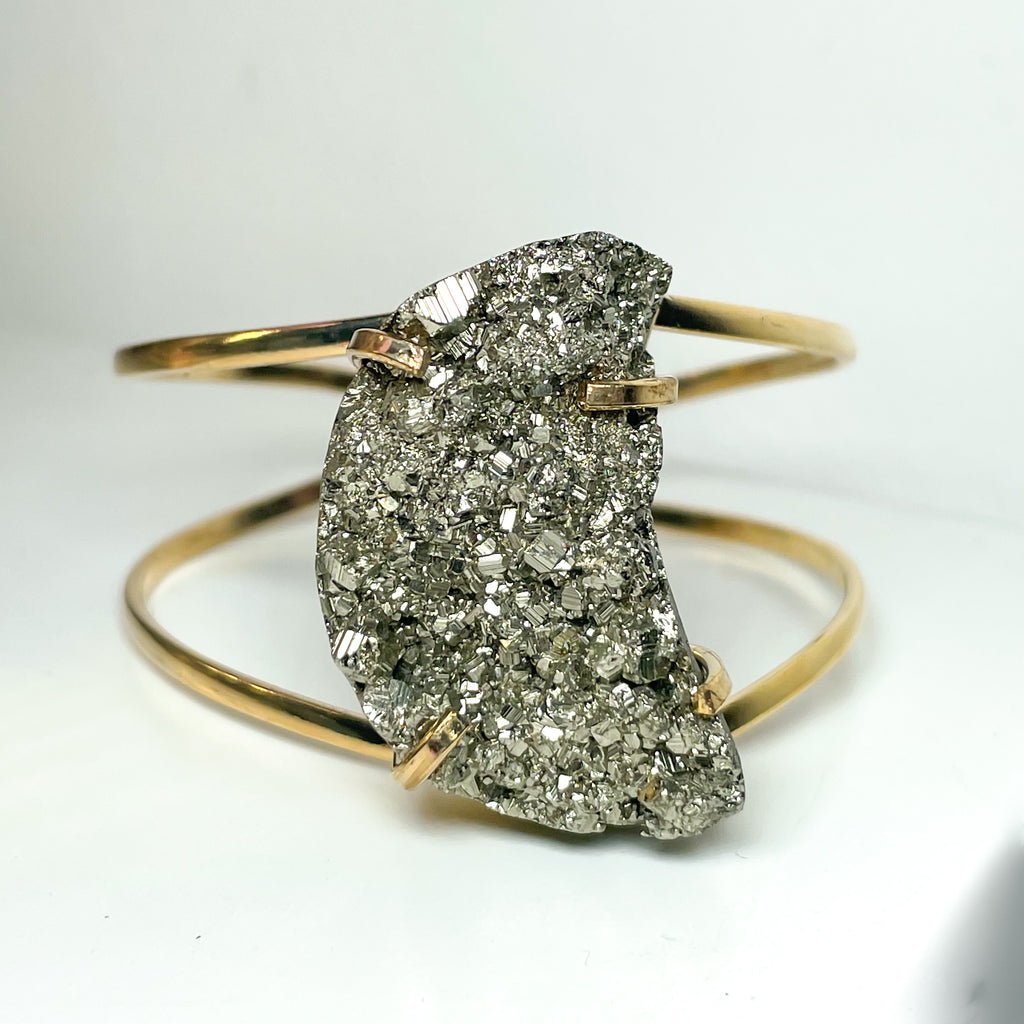 Druzy Pyrite Cuff Gold Bangles