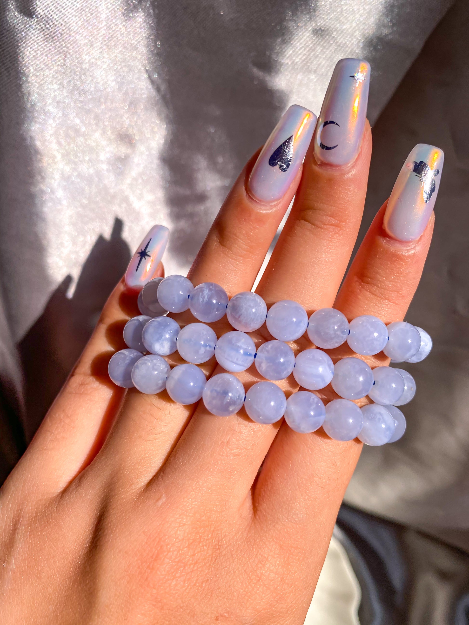 Blue Lace Agate Bead Bracelet