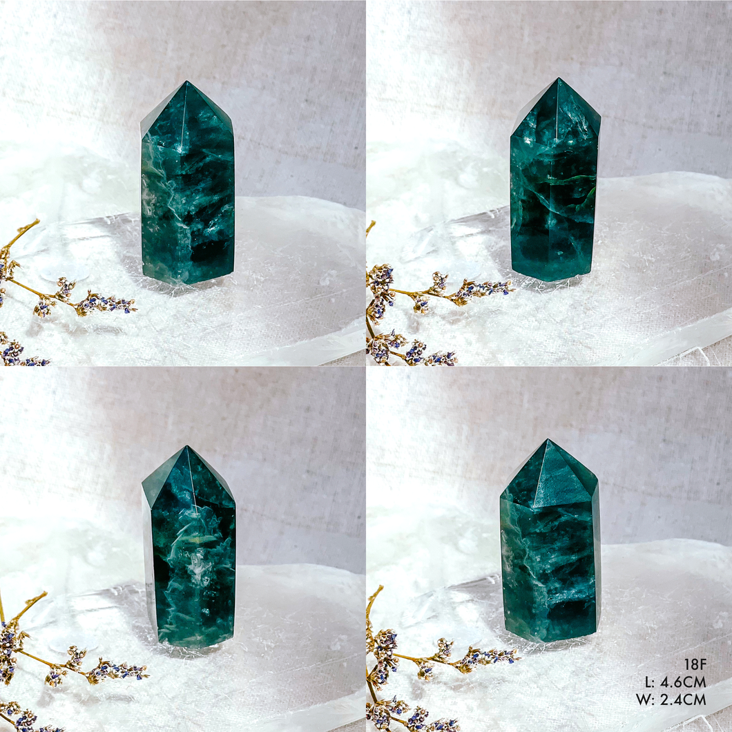 Teal Green and Purple Fluorite Towers