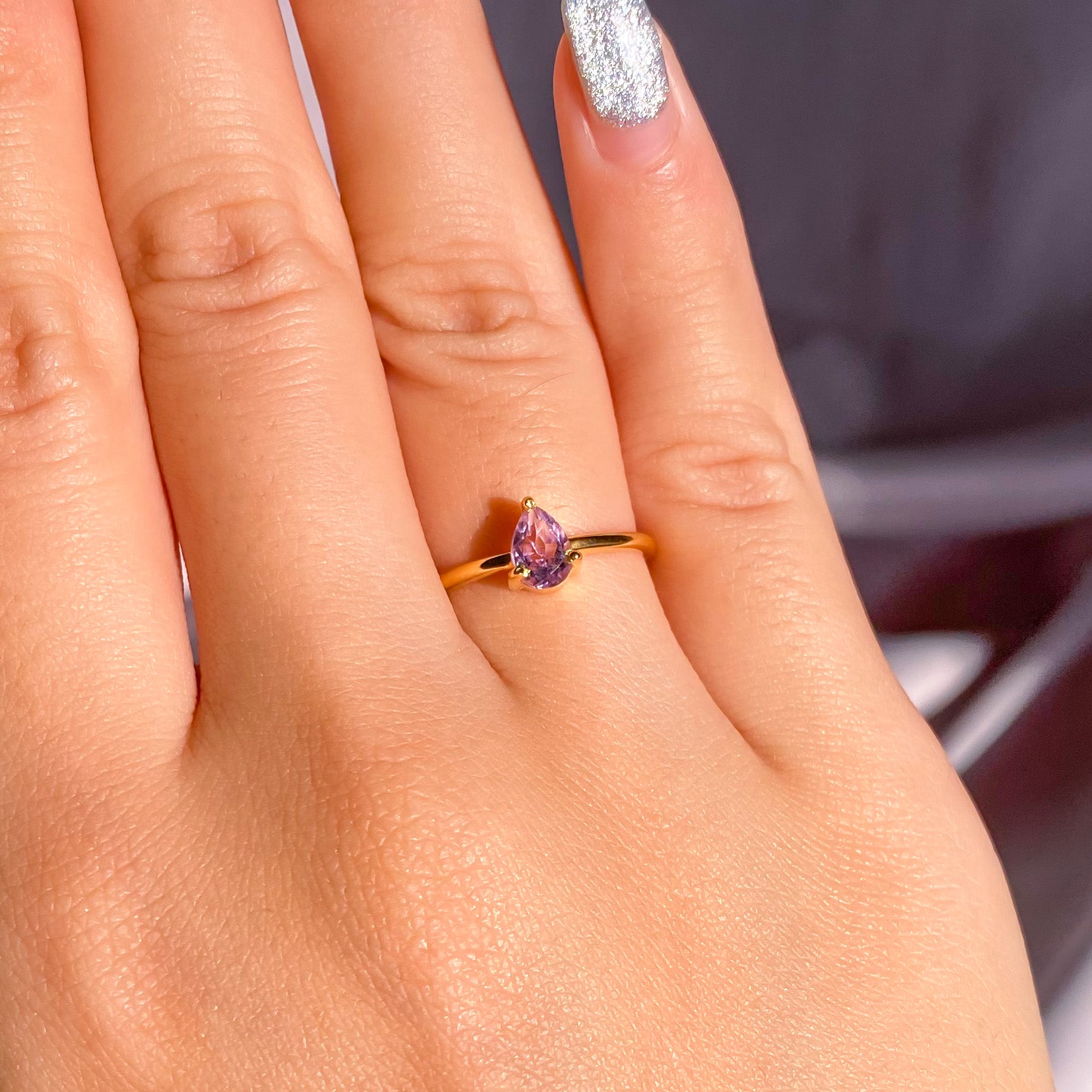 Amethyst Gemstone in Dainty Gold Filled
