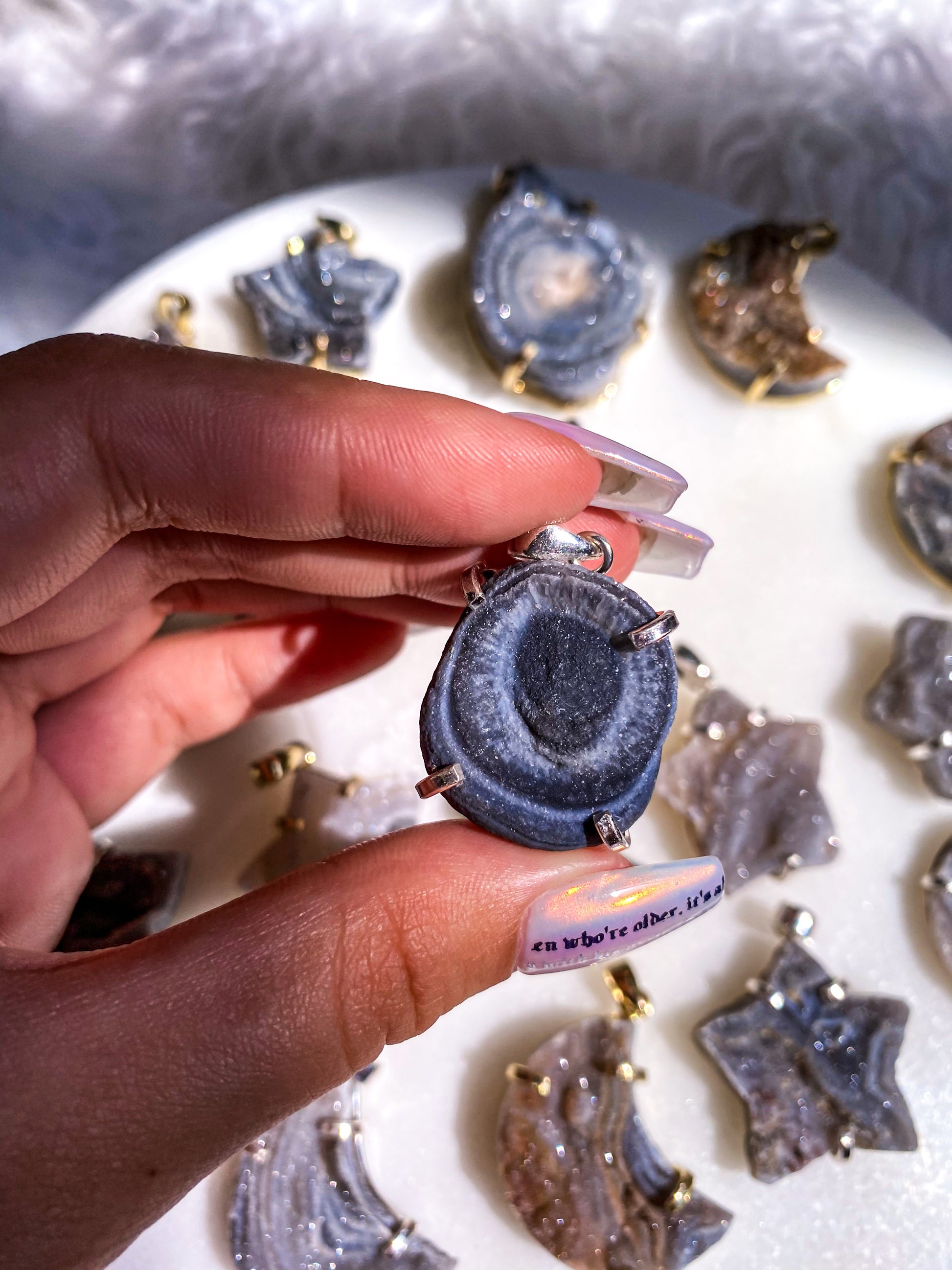 Druzy Chalcedony Pendants/Keychains