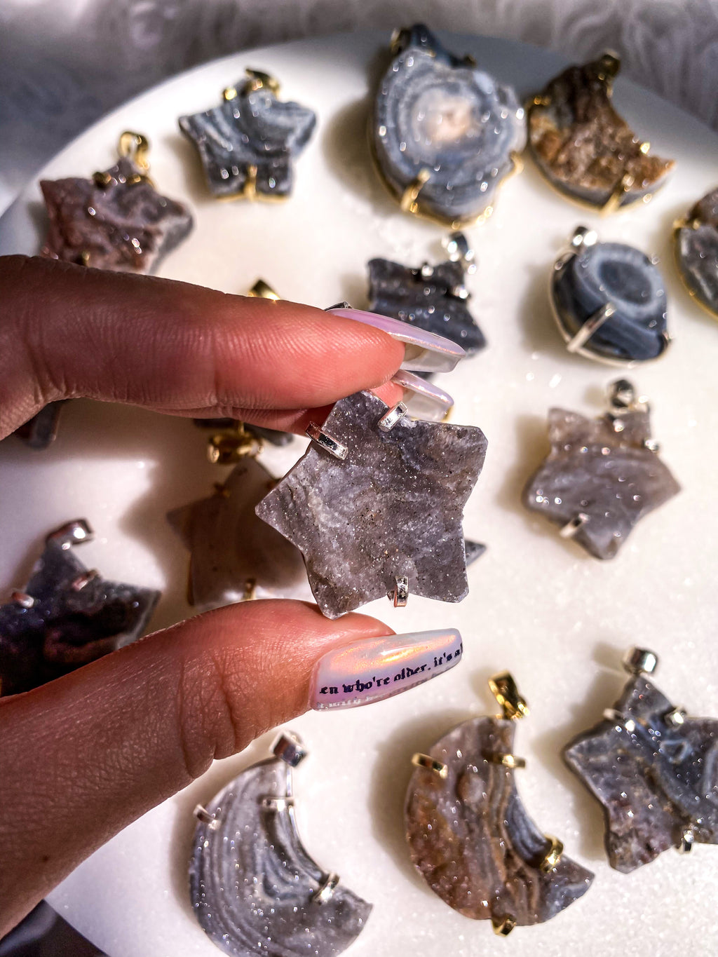 Druzy Chalcedony Pendants/Keychains