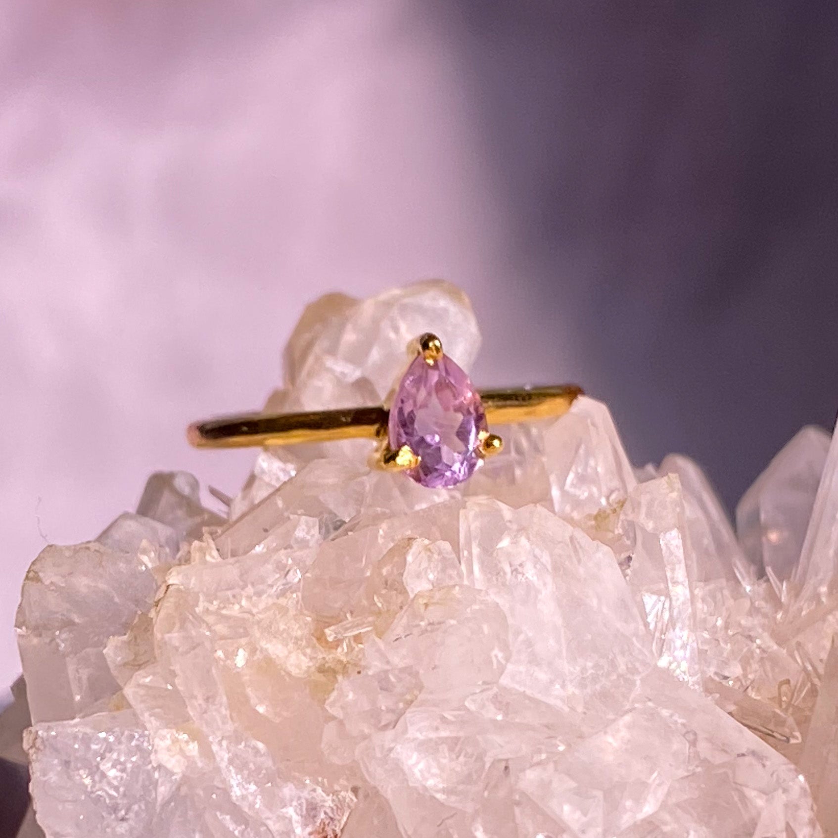 Amethyst Gemstone in Dainty Gold Filled