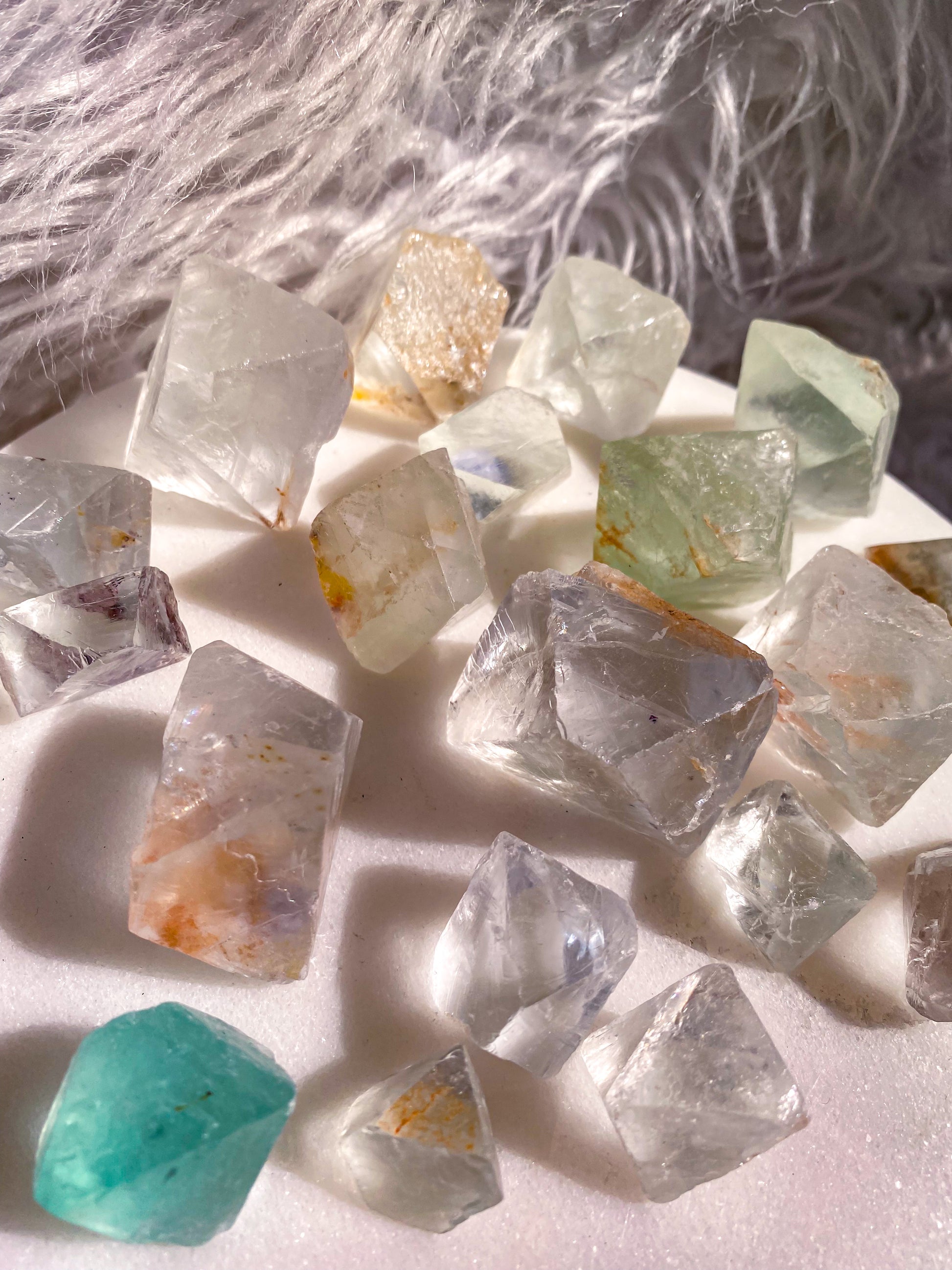 Rare Bipyramidal Octahedron Raw Fluorite