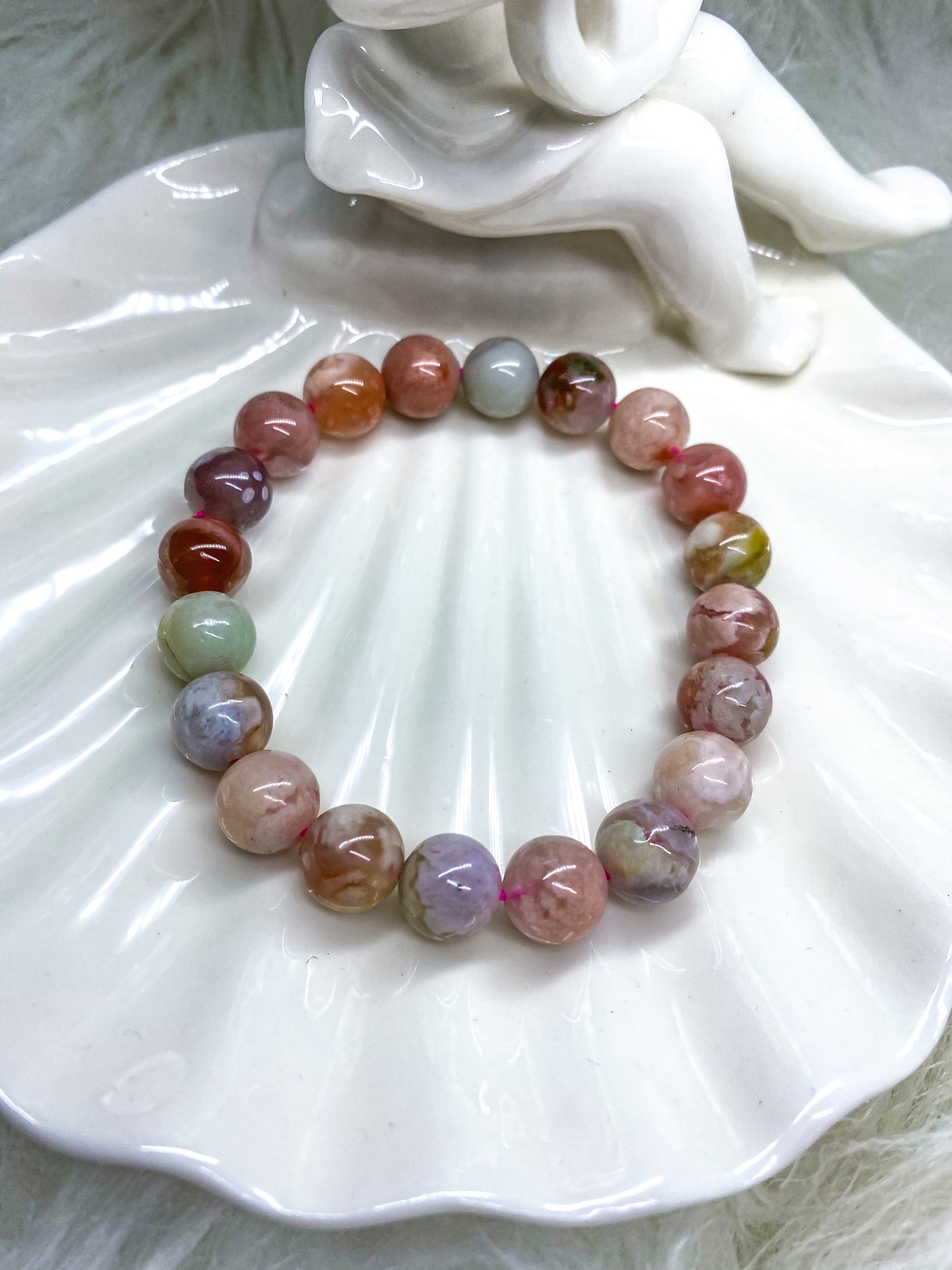 Flower Agate Bead Bracelet