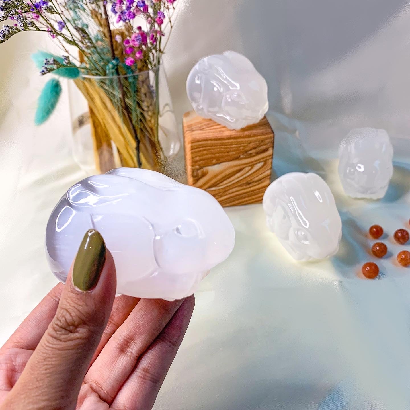 Satin Spar Bunny for Protection and Cleansing (Preorder)