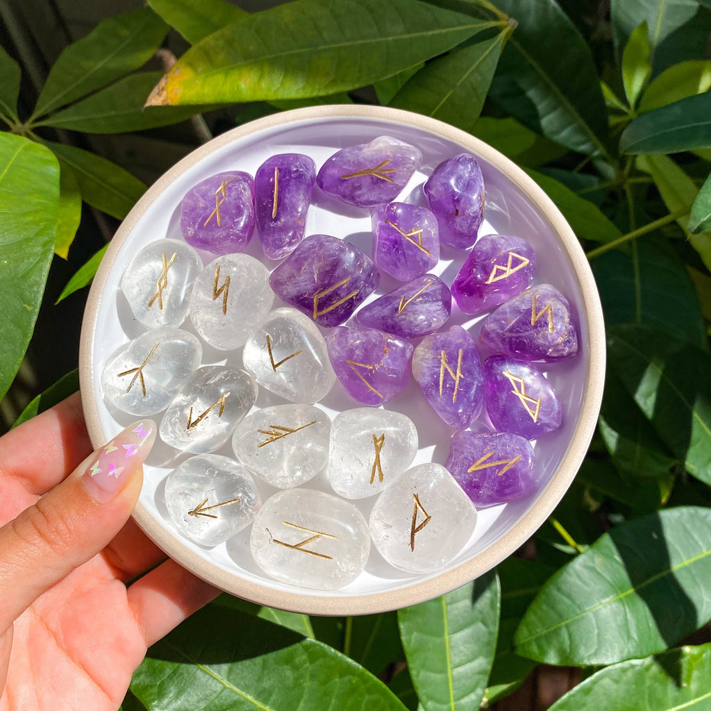 Alphabetised Clear Quartz Rune Stones