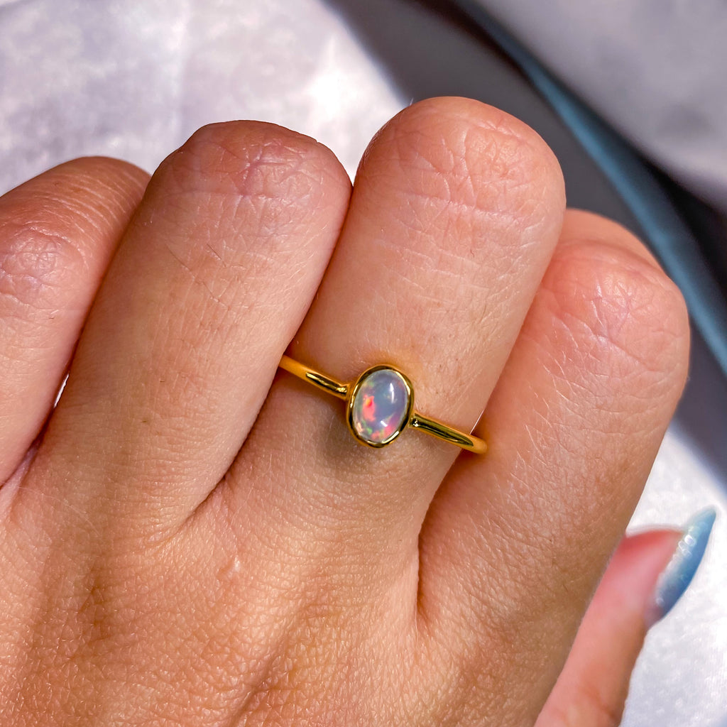 Ethiopian Fire Opal Oval Bezel Ring