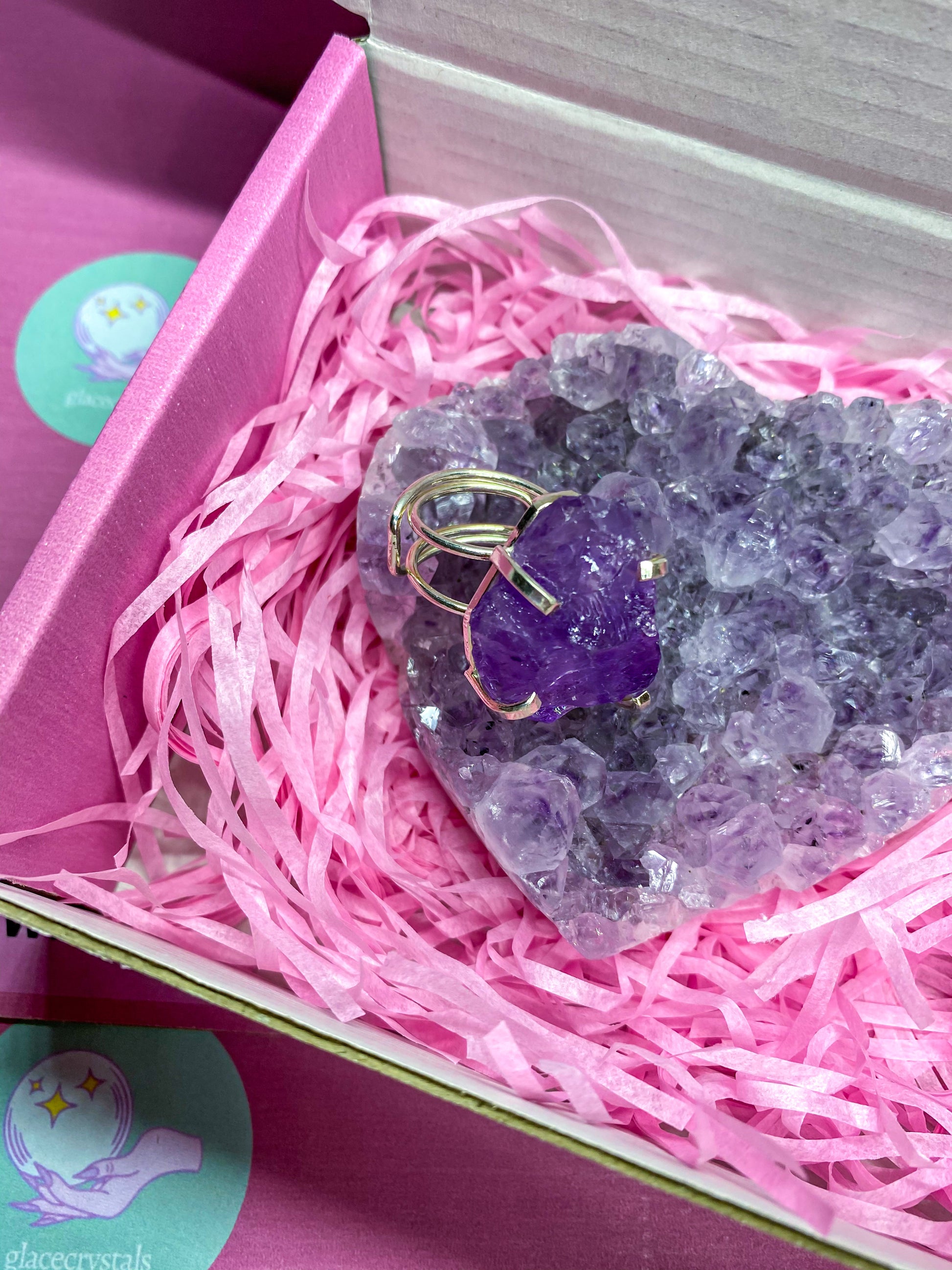 [Add-on Mini Heart] Valentine's Day Amethyst Crystal Heart Box
