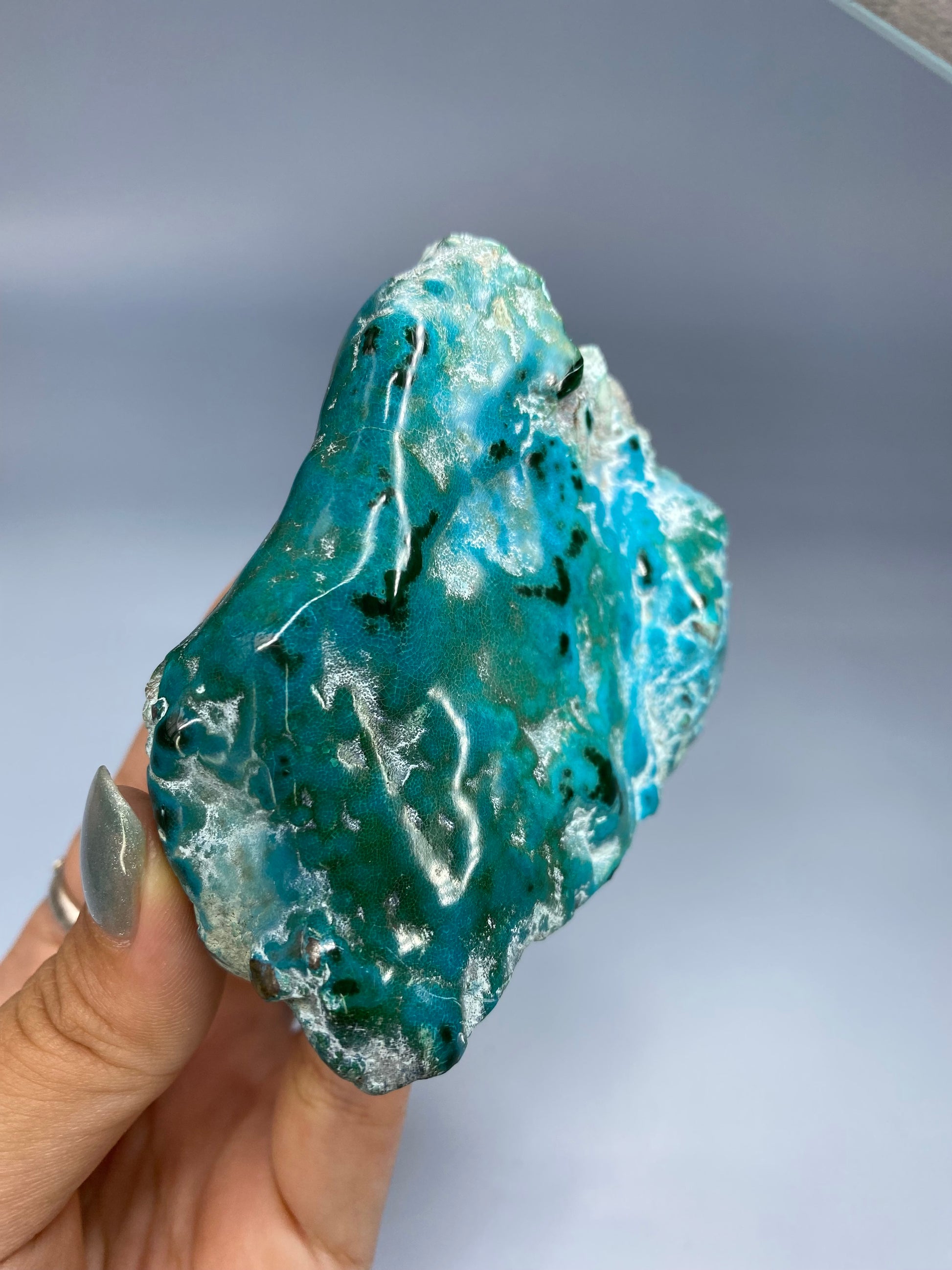 Semi-Polished Chrysocolla on Matrix C