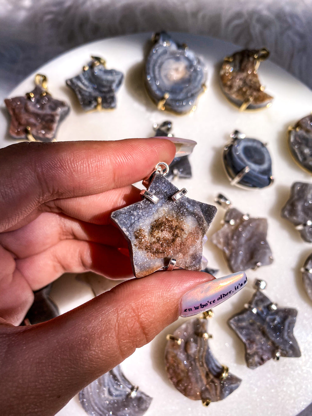 Druzy Chalcedony Pendants/Keychains
