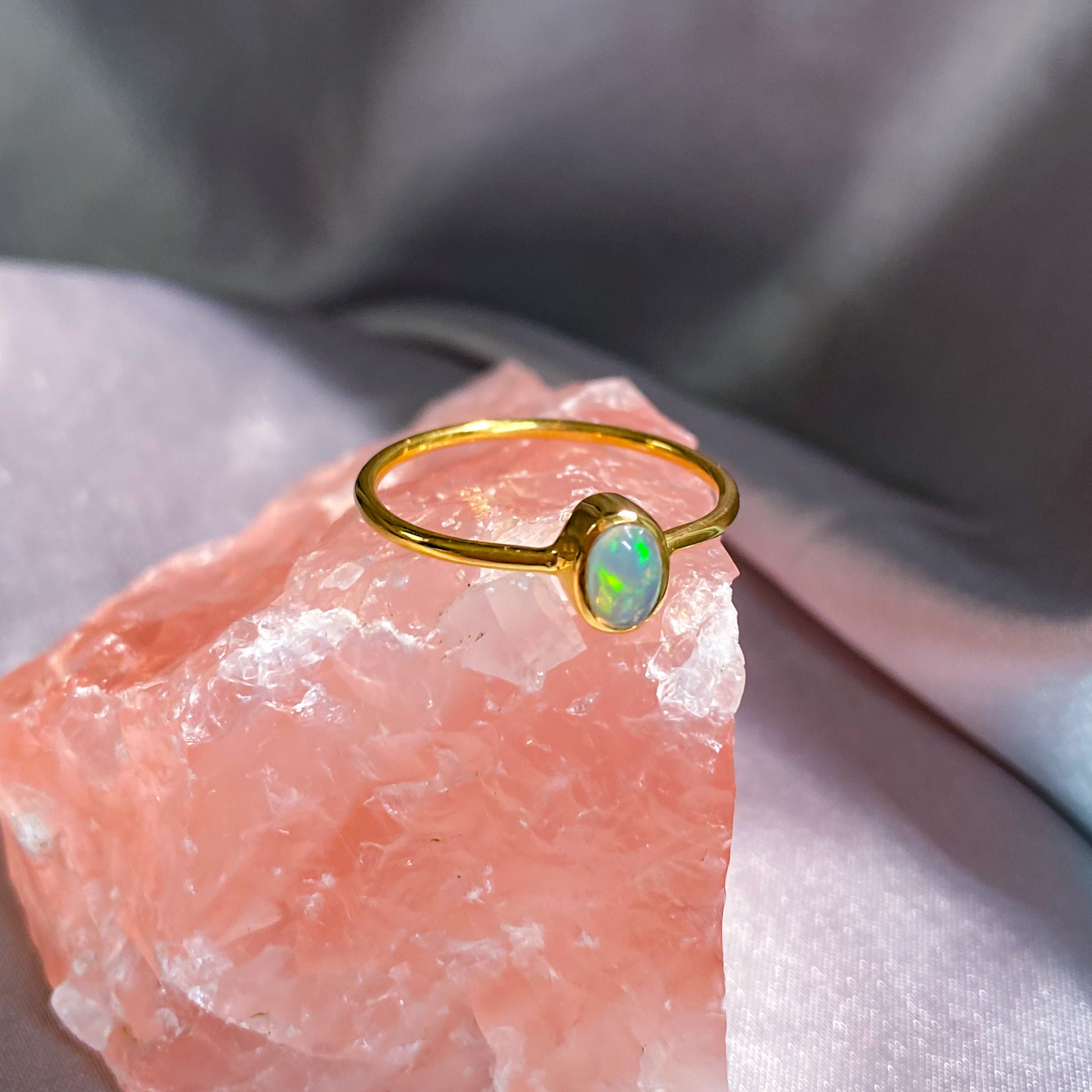 Ethiopian Fire Opal Oval Bezel Ring