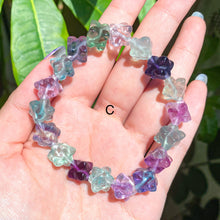 Load image into Gallery viewer, Clover Rainbow Fluorite Crystal Bead Bracelet
