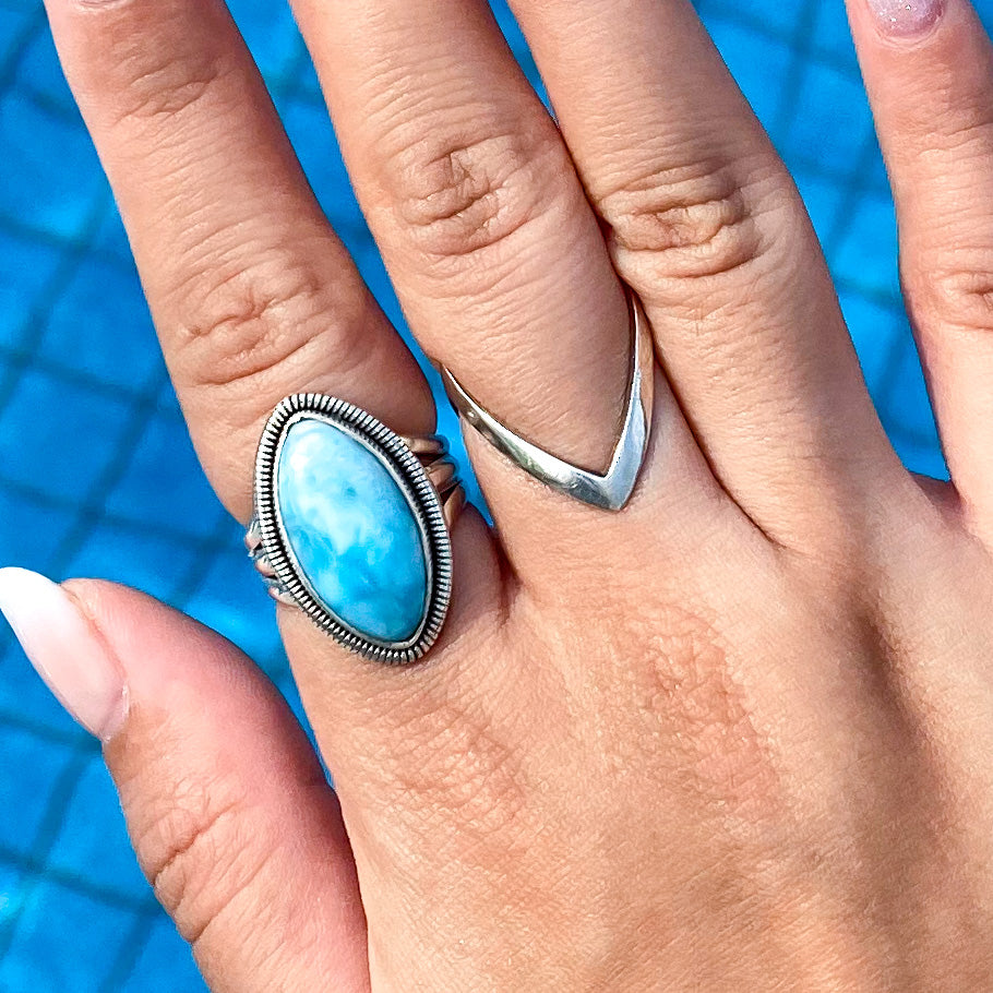 Larimar Marquise Silver Ring LR-01