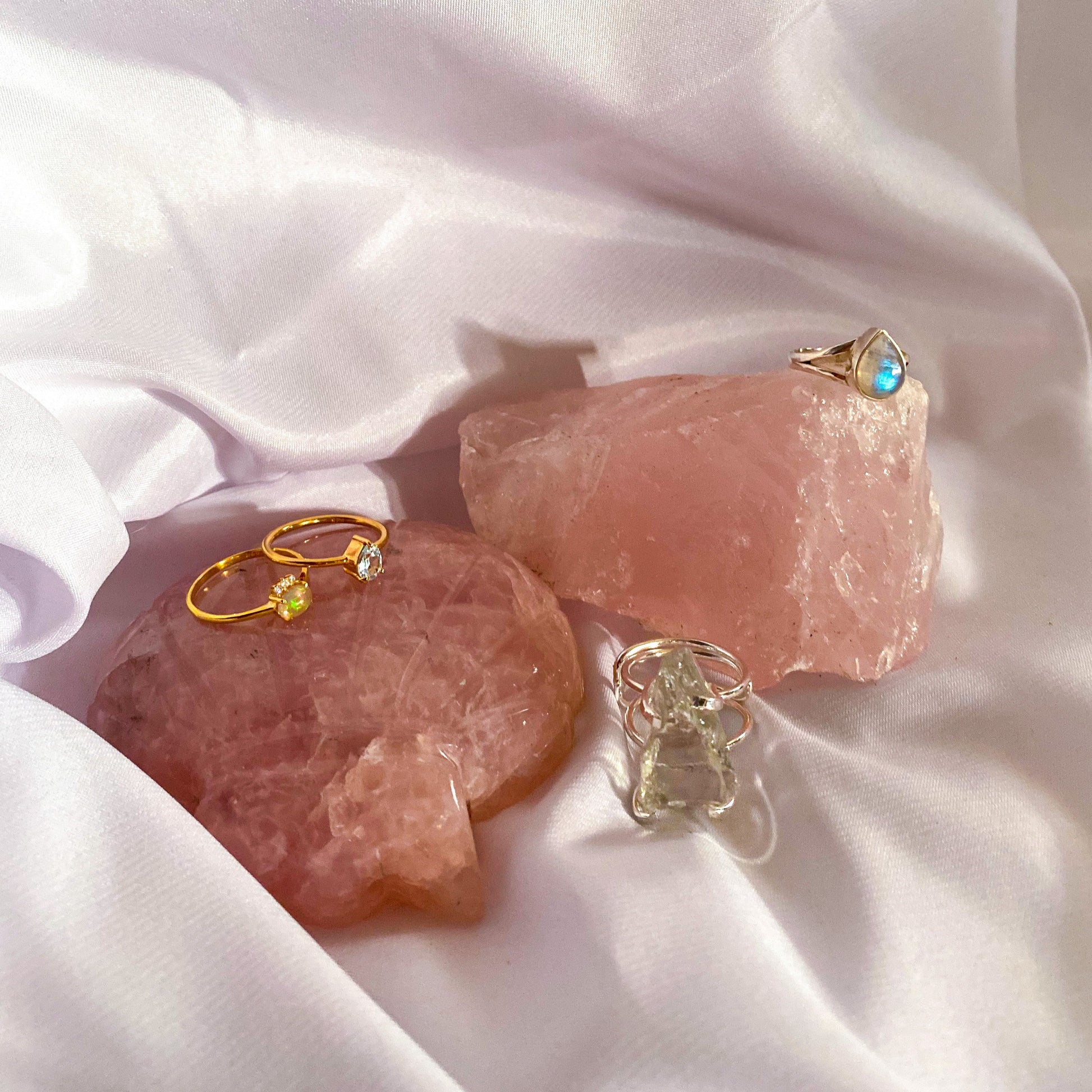 Ethiopian Fire Opal with 3 Zircon Ring with Dainty Gold Band OR-01