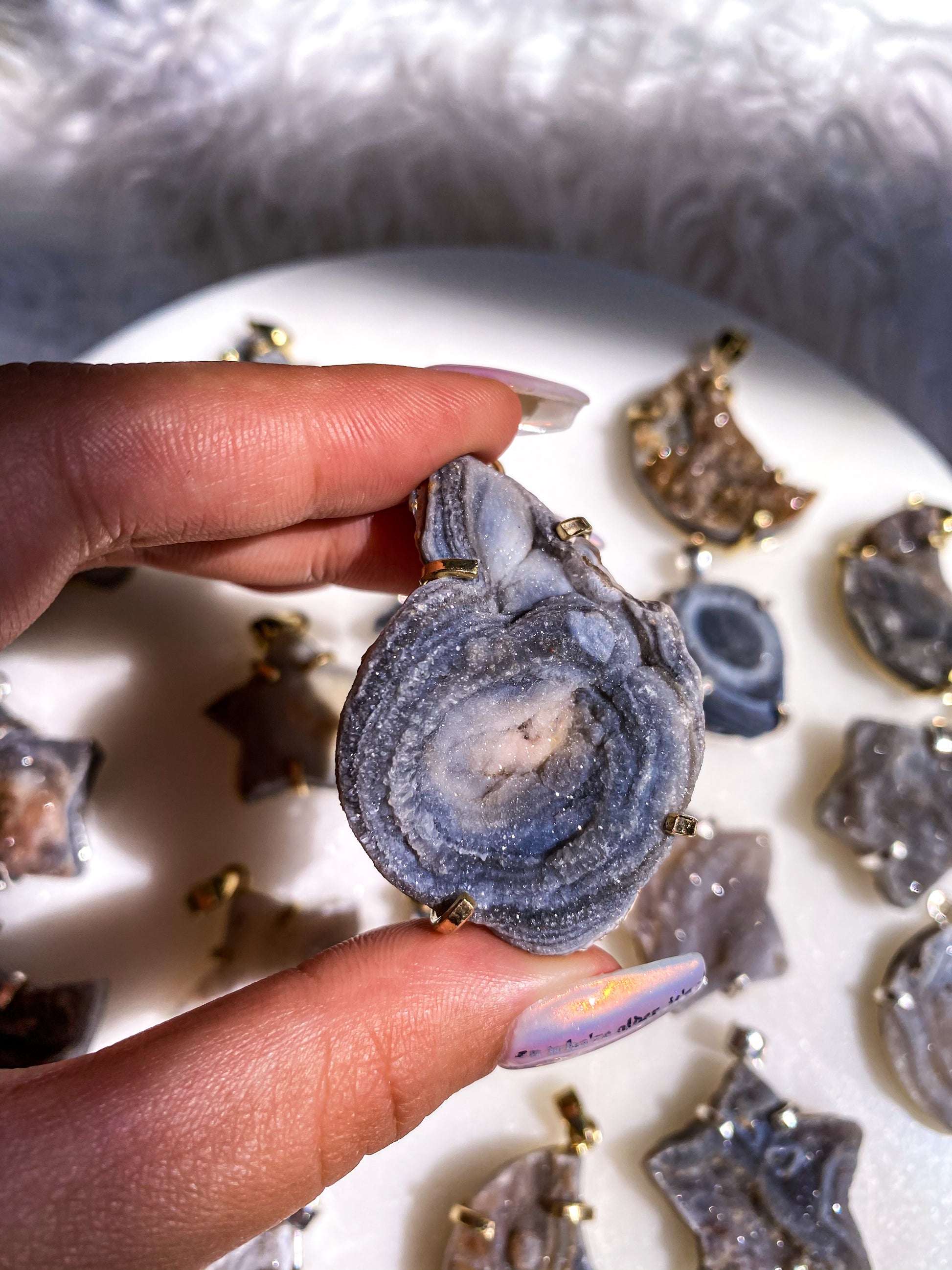 Druzy Chalcedony Pendants/Keychains