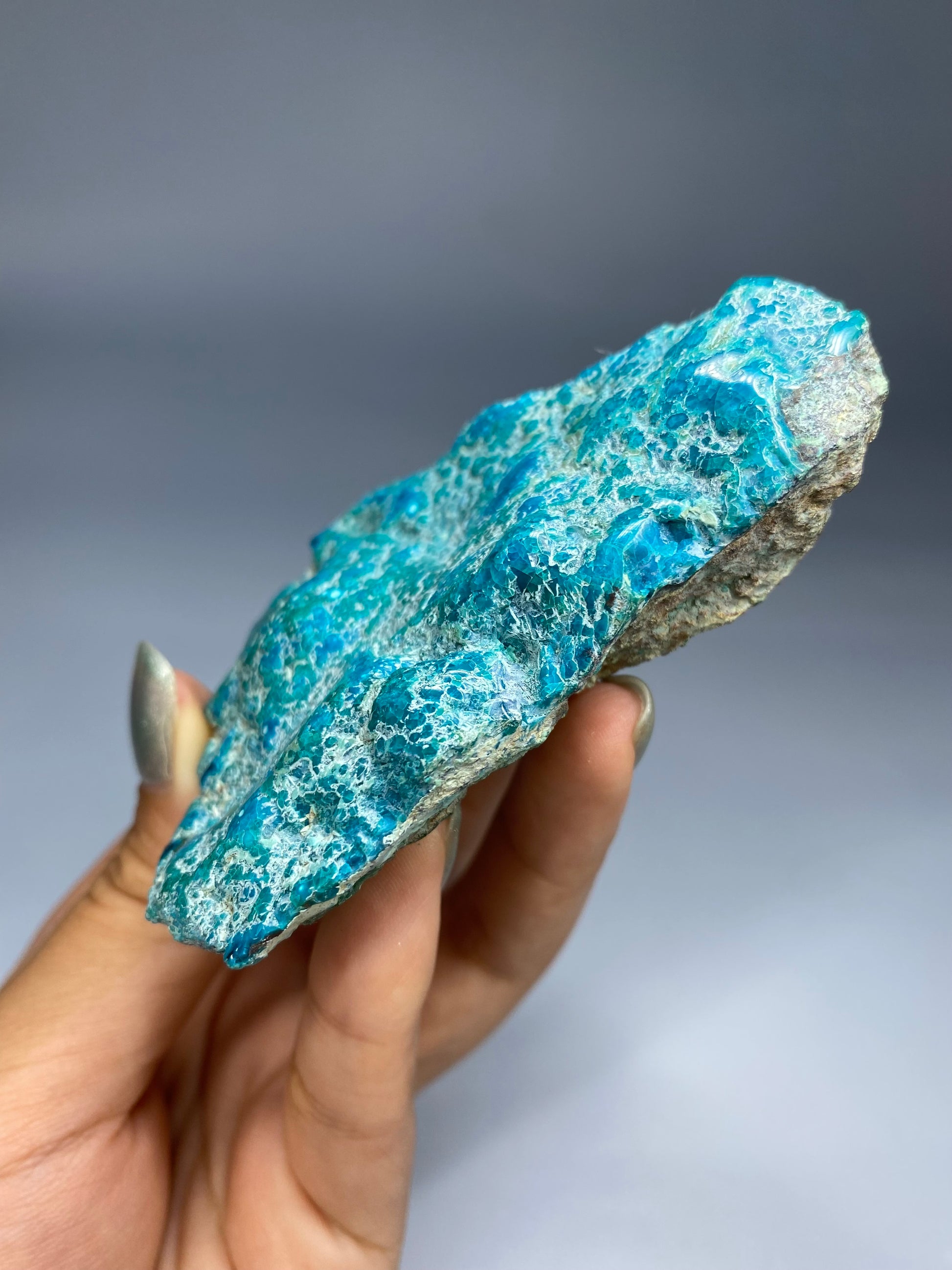Semi-Polished Chrysocolla on Matrix E