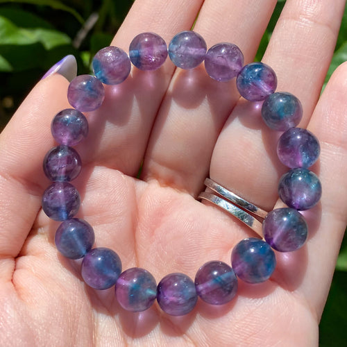 Purple Magenta Fluorite Bead Bracelet - Main Image