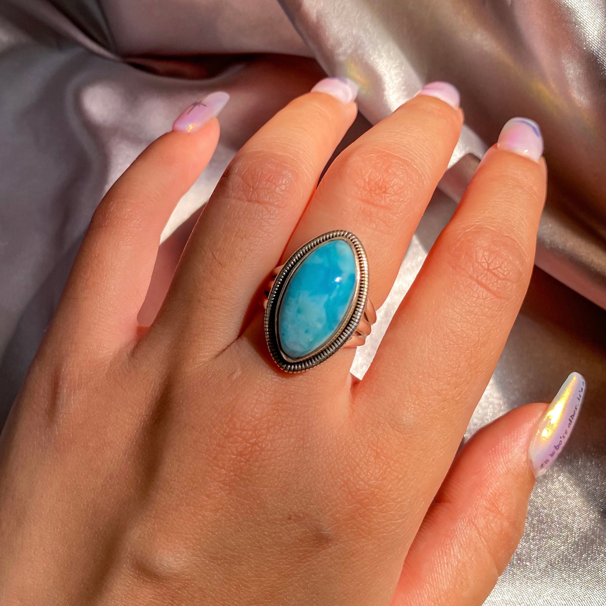 Larimar Marquise Silver Ring LR-01