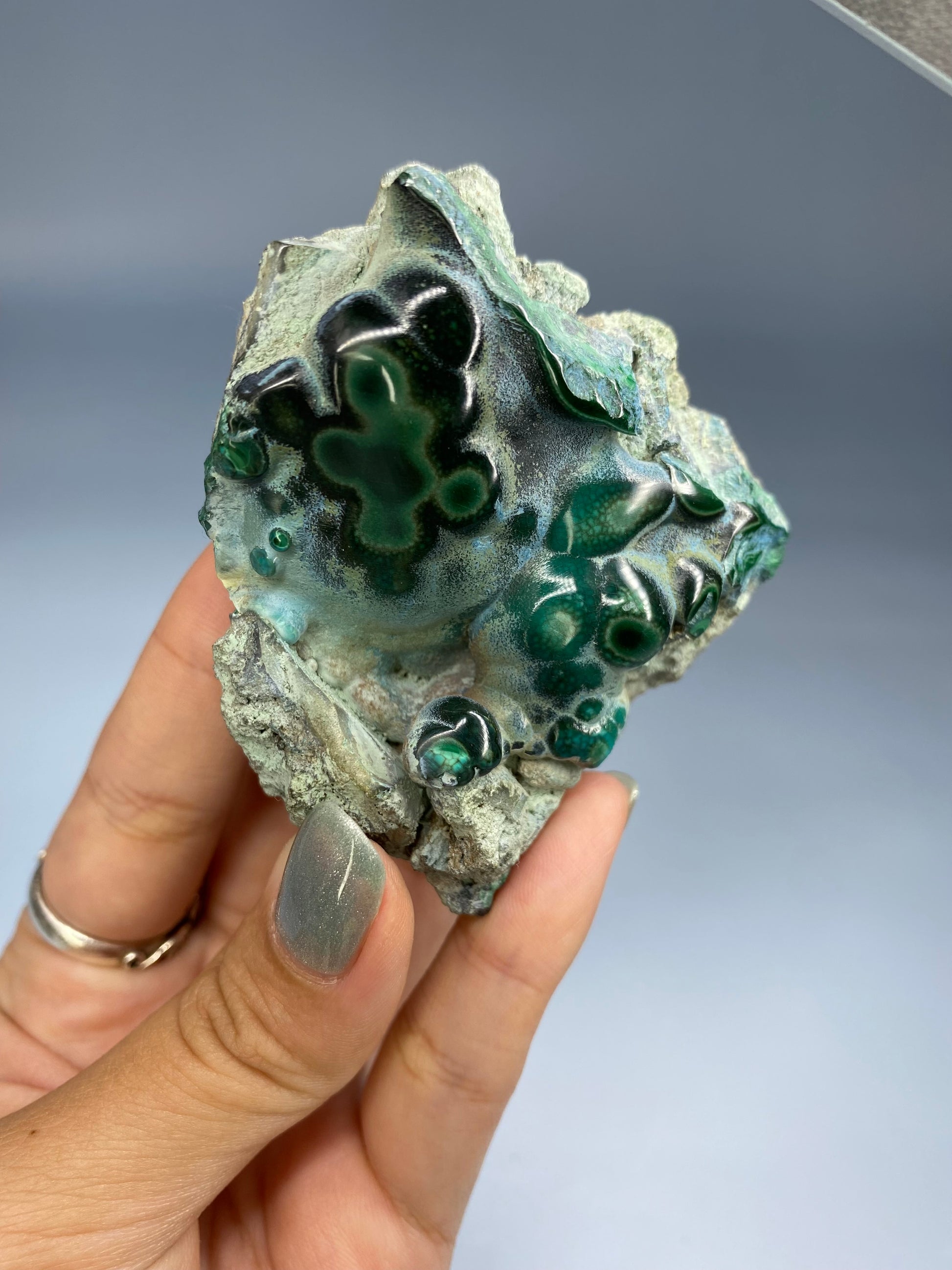 Semi-Polished Chrysocolla on Matrix D
