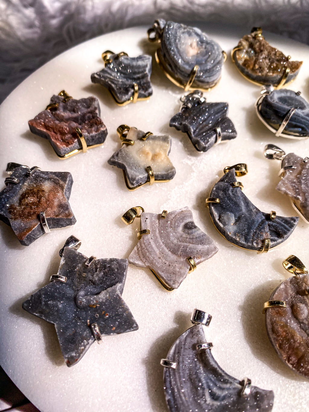 Druzy Chalcedony Pendants/Keychains