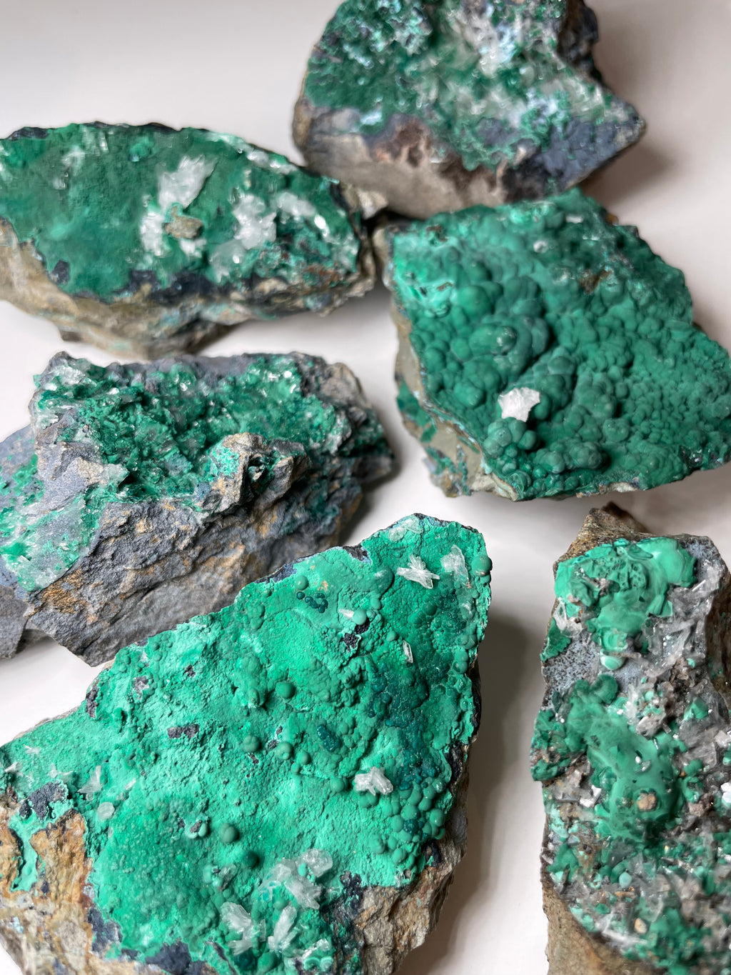 Velvet Malachite with Calcite Druzy on Matrix