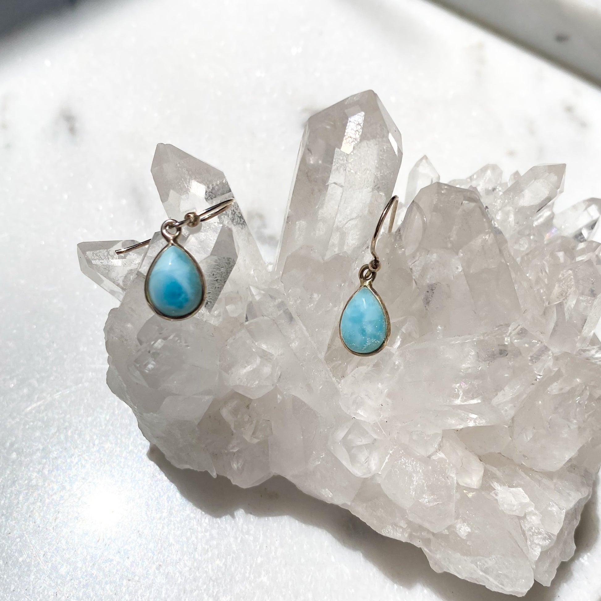 Larimar Sterling Silver Drop Earrings
