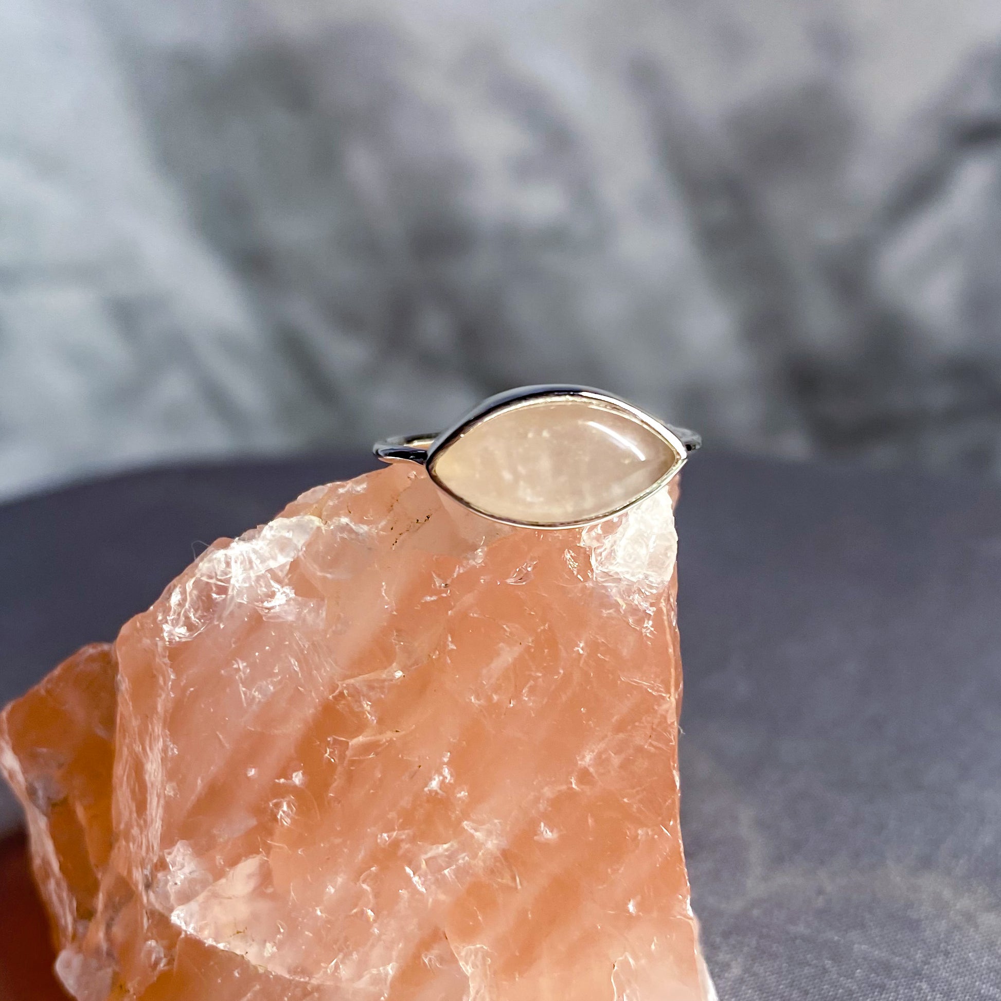 Rose Quartz “Eye” Ring in Simple Setting