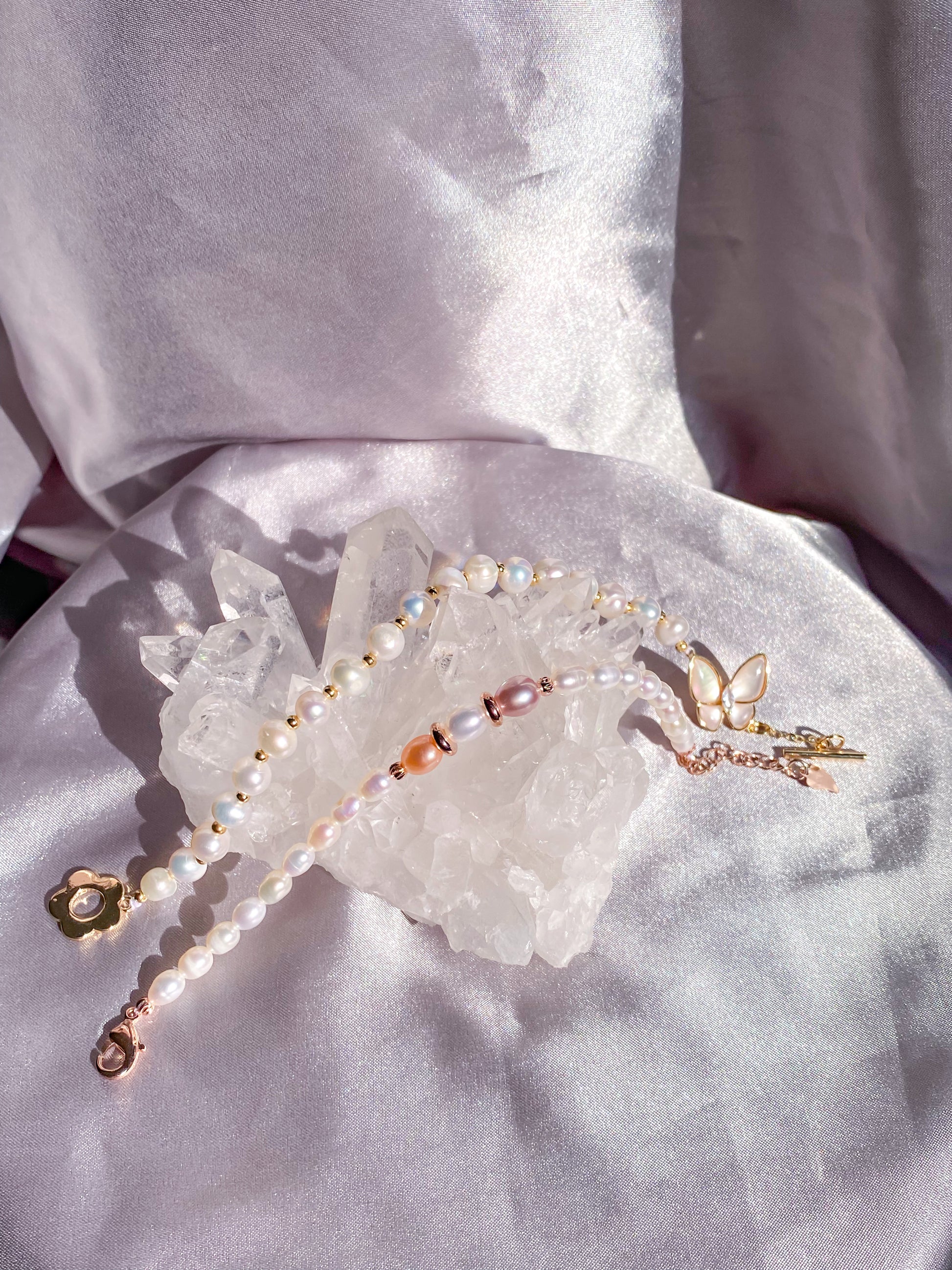 Ethereal Tricolor Natural Freshwater Pearl Bracelet