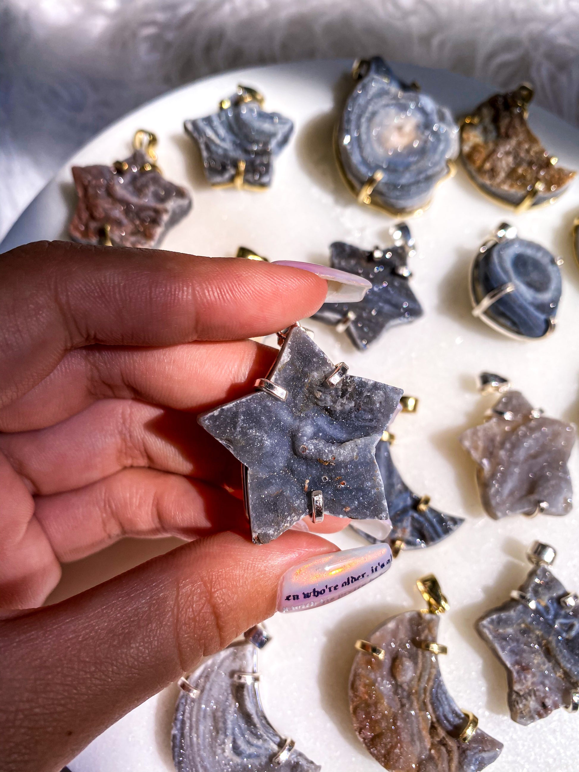Druzy Chalcedony Pendants/Keychains