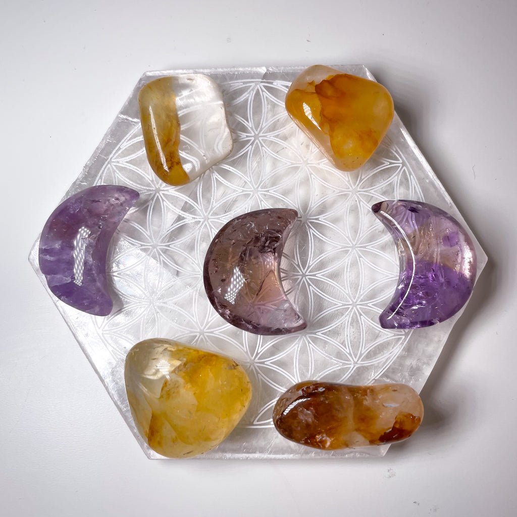 [Preorder] Selenite Flower of Life Gridding Cleansing Hexagon Plate