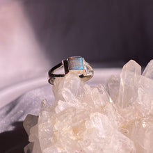 Load image into Gallery viewer, [Preorder] Square Labradorite Double Band Silver Ring
