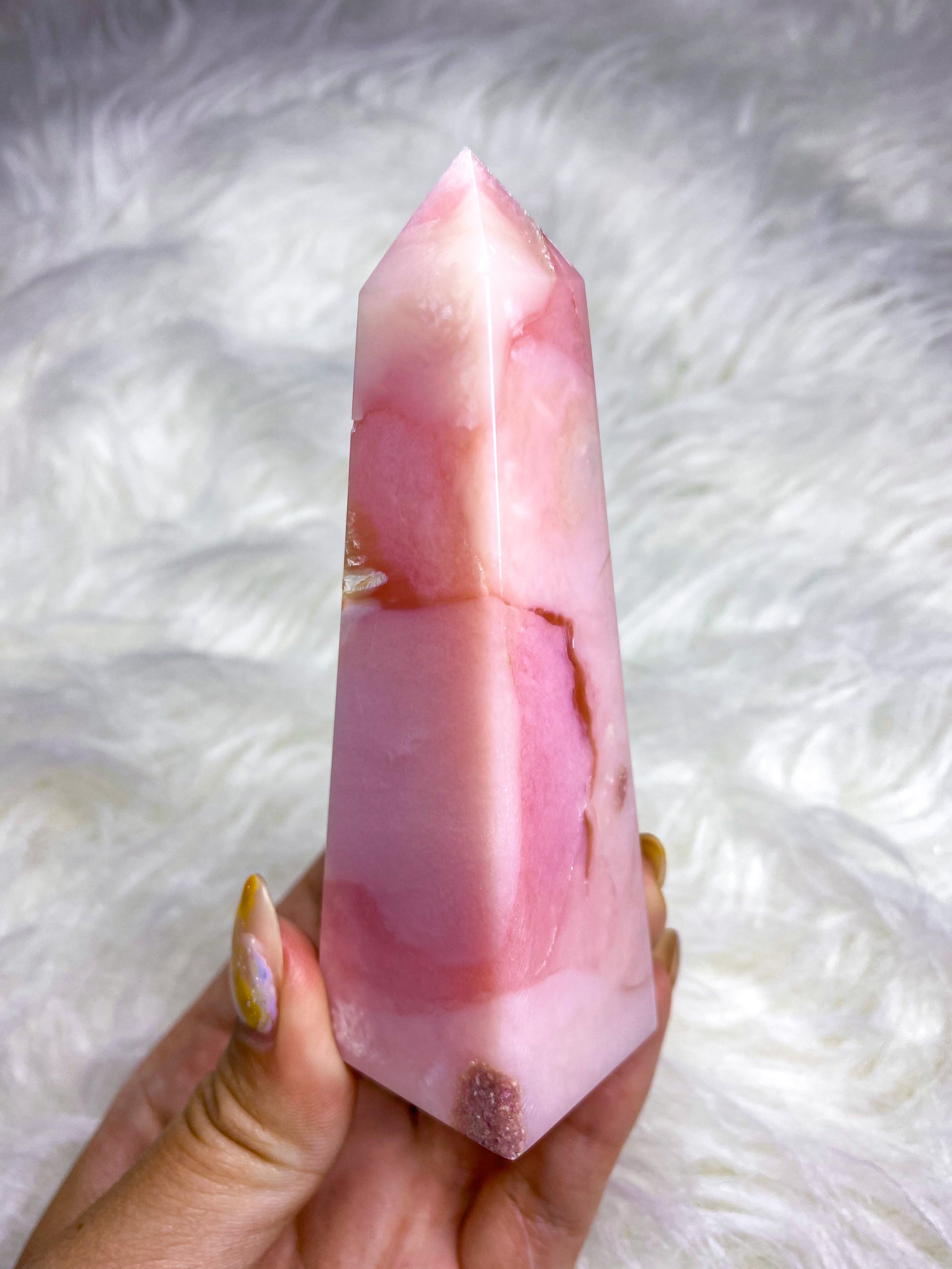Genuine Pink Opal Obelisk