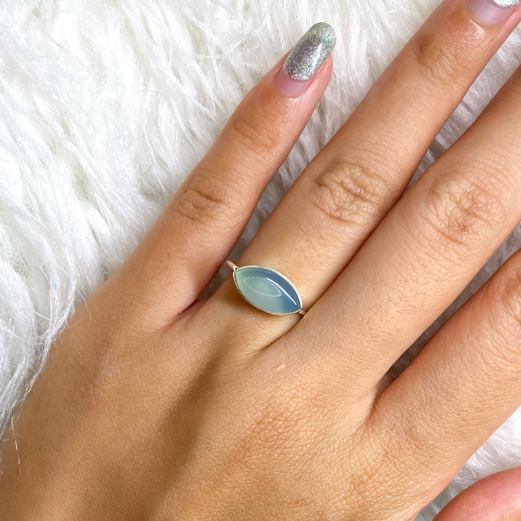 Blue Chalcedony “Eye” Ring in Simple Setting