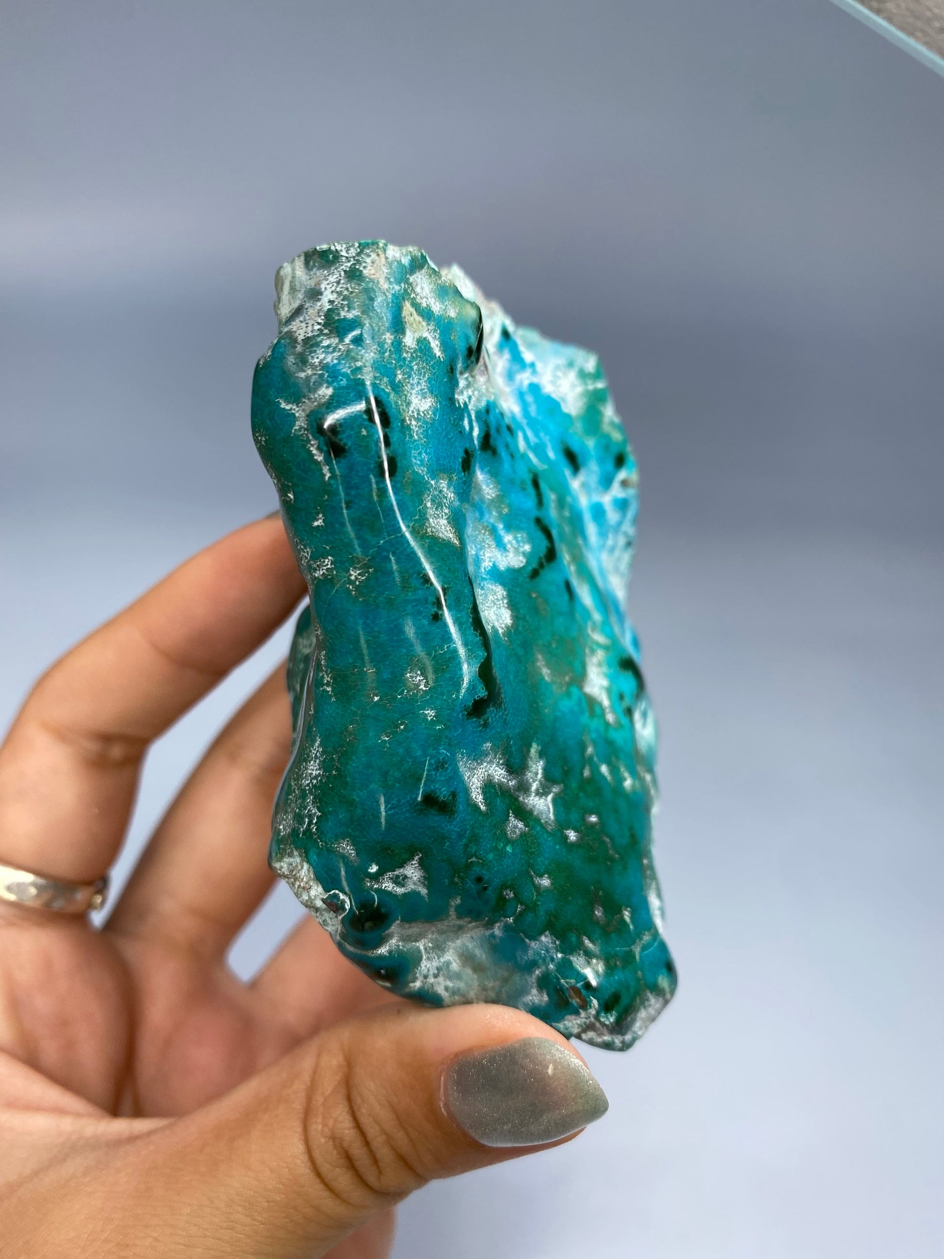 Semi-Polished Chrysocolla on Matrix C